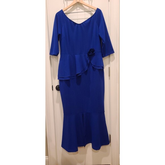 Royal Blue Off-Shoulder Peplum Mermaid Gown XXL Formal Evening Dress - Picture 7 of 7